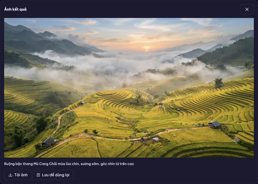 Một kết quả phóng to ở chế độ tối
